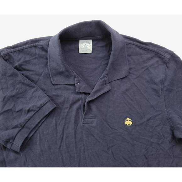 Brooks Brothers Performance Polo Slim Fit Men's L Navy Pique Golf Breathable SS - Picture 1 of 8